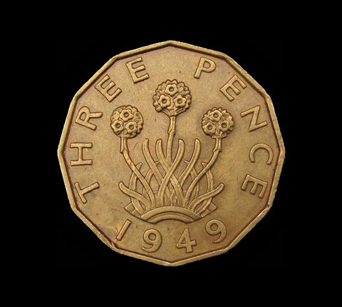 George VI 1949 Brass Threepence - GVF