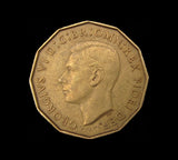 George VI 1949 Brass Threepence - GVF