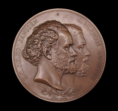 France 1868 Astronomy Jules Janssen & Norman Lockyer 68mm Medal