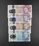 Charles III Set Of 4 x Matching Low Serial Number First Prefix Banknotes £5-£50