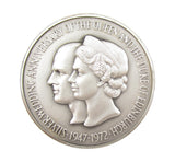 1972 Silver Wedding Anniversary 51mm Silver Medal - By Cornell