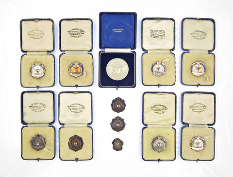 1935-1951 Stock Exchange Athletic Club 11 x Medals & Silver Brokers Pass