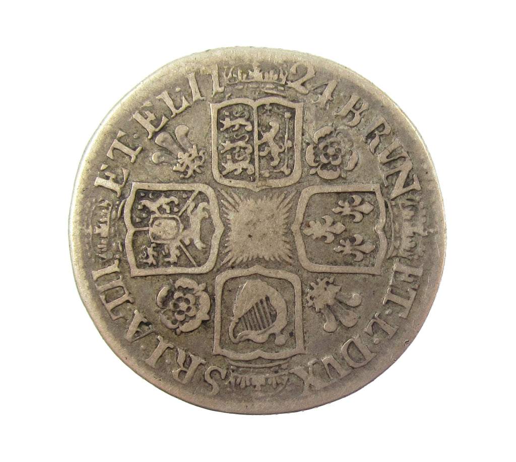 George I 1724 Shilling - Roses & Plumes - VG – Coopers Coins