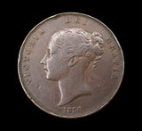 Victoria 1856 Penny - Plain Trident - VF