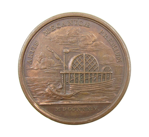 France 1734 Paddleboat 48mm Bronze Medal - By Roettiers