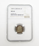 Victoria 1899 Sixpence - NGC MS64