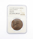 1713 Peace Of Utrecht 35mm Copper Medal - NGC MS62