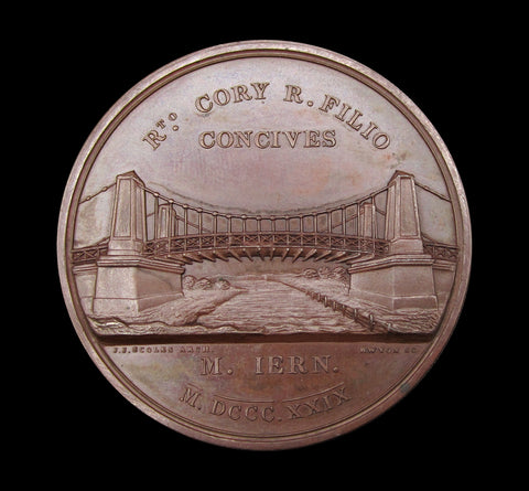 1829 Opening Of The Bure Bridge Great Yarmouth 49mm Medal - By Wyon