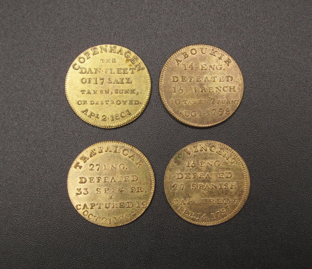 1805 Nelson's Naval Victories Set Of 4 x 20mm Gilt Medals In Box ...