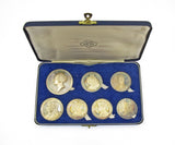 1837-1937 Coronations & Jubilees 7 Silver Medal Set - By Pinches