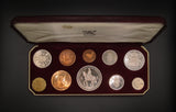 Elizabeth II 1953 10 Coin Cased Proof Set - Crown To Farthing