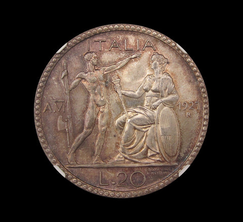 Italy 1927 20 Lire - NGC MS66