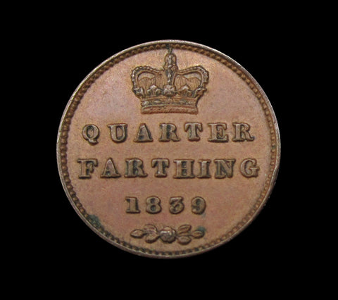 Victoria 1839 Quarter Farthing - EF