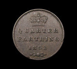 Victoria 1853 Quarter Farthing - Fine