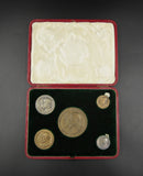 1902 Edward VII Set Of 5 x Silver & Bronze Cased Medals - By Frampton