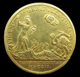 1702 Coronation Of Queen Anne 35mm Gold Medal - By Croker