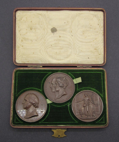 1854 Set Of 3 64mm Medals - Crystal Palace, Exhibition & Paxton - Cased