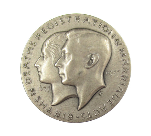 1937 Birth's Death's And Marriages 32mm Silver Medal - Cased