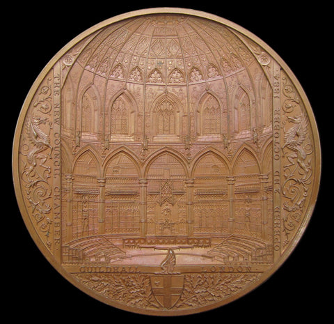 1884 Guildhall New Council Chamber Cased Bronze Medal - By Wyon