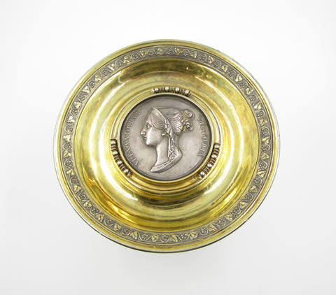 1838 Coronation Of Victoria Silver Tazza - With Pistrucci Medal