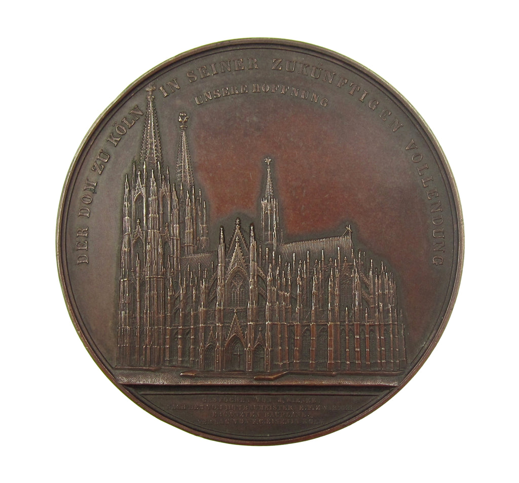 Germany 1848 Cologne Cathedral 59mm Medal - By Wiener – Coopers Coins