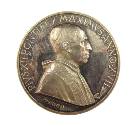 Italy Papal States 1954 Pius XII 44mm Cased Silver Medal