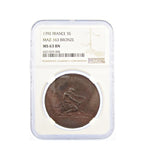 France 1792 5 Cinq Sols Hercules Token - NGC MS63BN