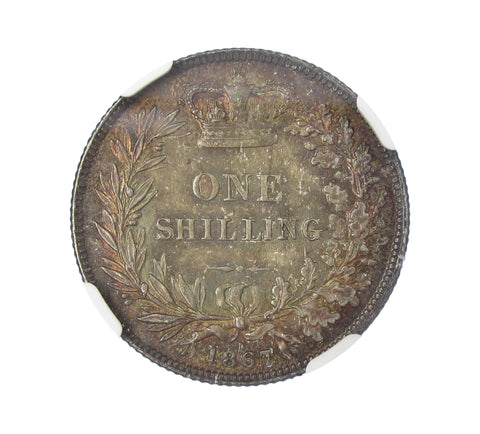 Victoria 1867 Shilling - NGC MS62