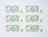 Bank Of England 6 x Consecutive Cashier Page £1 One Pound Notes