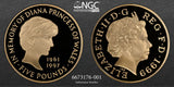 Elizabeth II 1999 Princess Diana Gold Proof £5 - NGC PF70UC